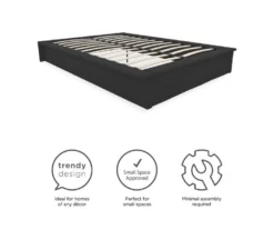 DHP Micah Gray Linen Queen Platform Bed 11 DHP Micah Gray Linen Queen Platform Bed -Storage supplies store 810543448 4