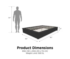 DHP Micah Gray Linen Queen Platform Bed 12 DHP Micah Gray Linen Queen Platform Bed -Storage supplies store 810543448 5