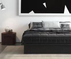 DHP Micah Black Faux Leather King Platform Bed -Storage supplies store 810543681 3