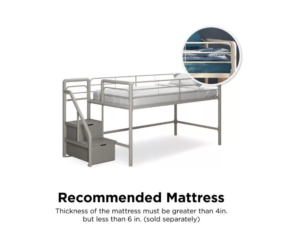 DHP Kaden Gray Junior Twin Loft Bed With Storage Steps 5 DHP Kaden Gray Junior Twin Loft Bed With Storage Steps - Image 3