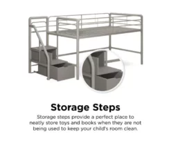 DHP Kaden Gray Junior Twin Loft Bed With Storage Steps 12 DHP Kaden Gray Junior Twin Loft Bed With Storage Steps -Storage supplies store 810543776 3