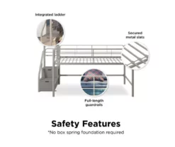 DHP Kaden Gray Junior Twin Loft Bed With Storage Steps 13 DHP Kaden Gray Junior Twin Loft Bed With Storage Steps -Storage supplies store 810543776 4