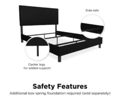 Atwater Living DHP Jazmine Black Faux Leather Upholstered Bed -Storage supplies store 810543813 2