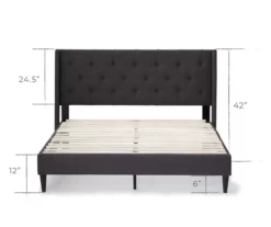 Isabelle Charcoal Upholstered Twin Wingback Bed -Storage supplies store 810547599 810547605 810547613 810547609 3