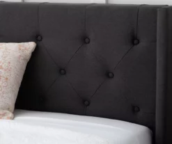 Isabelle Charcoal Upholstered Twin Wingback Bed -Storage supplies store 810547599 810547605 810547613 810547609 4