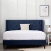 Isabelle Navy Upholstered Twin Wingback Bed -Storage supplies store 810547602 810547606 810547614 810547610 1 1
