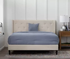 Isabelle Cream Upholstered Twin Wingback Bed