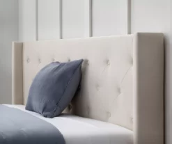 Isabelle Cream Upholstered Twin Wingback Bed -Storage supplies store 810547603 810547607 810547628 810547611 4