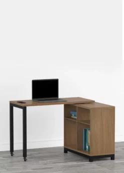 Real Living Seven Hills Metal & Melamine 4-Cube Pivot Desk With USB Charging -Storage supplies store 810561090 11 1