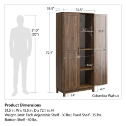 Seven Hills Columbia Walnut 2-Door Storage Cabinet -Storage supplies store 810563167 71