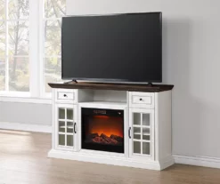 60" White 2-Tone Electric Fireplace Console -Storage supplies store 810570730 3