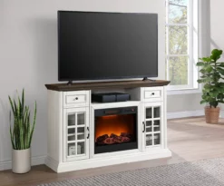 60" White 2-Tone Electric Fireplace Console -Storage supplies store 810570730 41