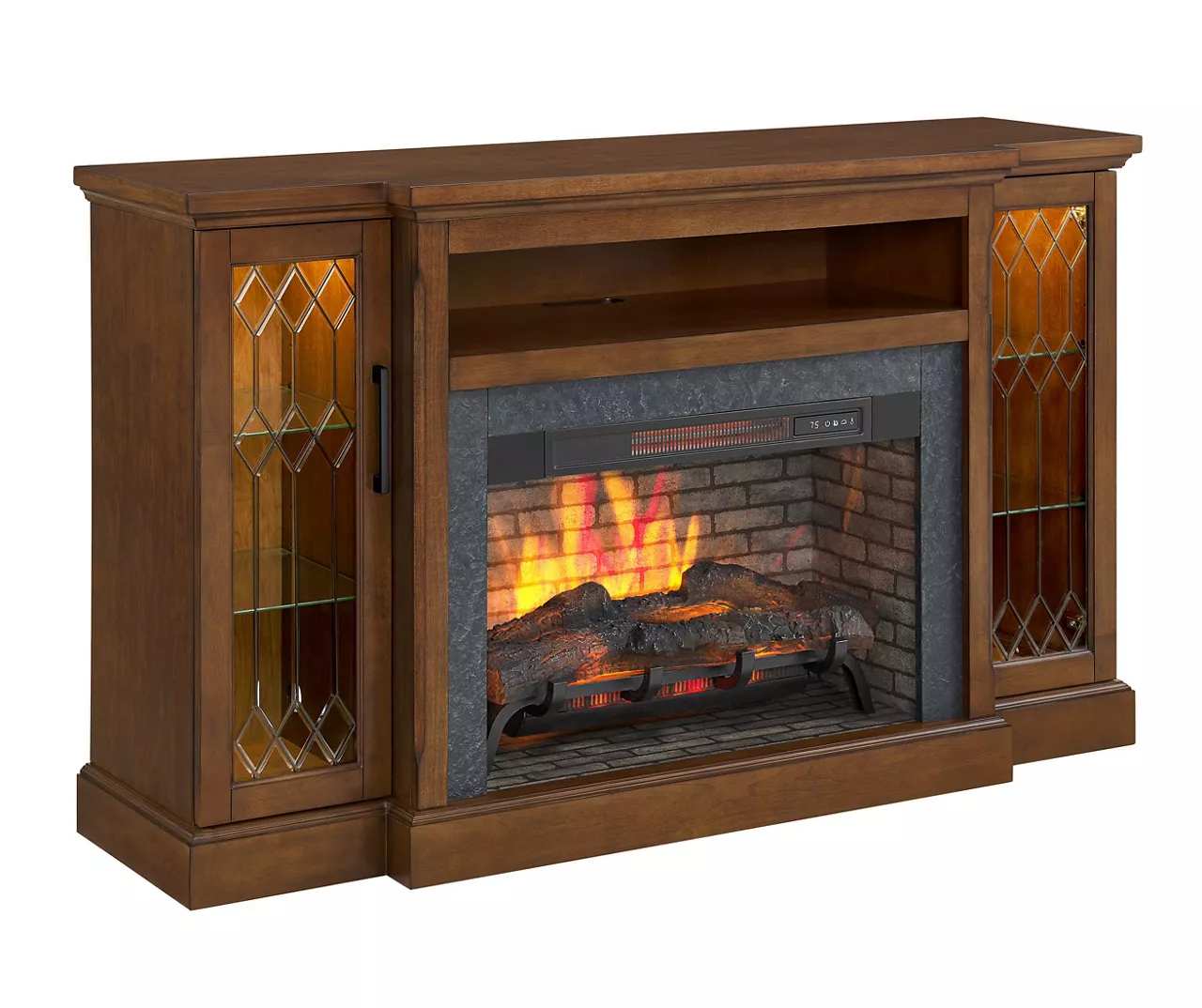 66" Heirloom Cherry Electric Fireplace Console 4 66" Heirloom Cherry Electric Fireplace Console - Image 2