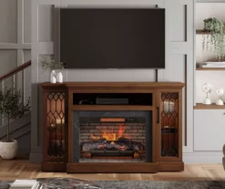 66" Heirloom Cherry Electric Fireplace Console 11 66" Heirloom Cherry Electric Fireplace Console -Storage supplies store 810570830 31