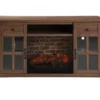 54" Walnut Glass Door Electric Fireplace Console -Storage supplies store 810571210