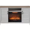54" 2-Tone Shutter Door Electric Fireplace Console -Storage supplies store 810571321 A0