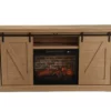 60" Light Brown Oak Barn Door Melamine Electric Fireplace -Storage supplies store 810571322