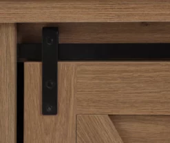 60" Light Brown Oak Barn Door Melamine Electric Fireplace -Storage supplies store 810571322 2