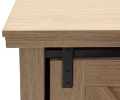 60" Light Brown Oak Barn Door Melamine Electric Fireplace -Storage supplies store 810571322 3