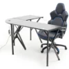 Black L-Shaped LED Gaming Desk With USB Charging -Storage supplies store 810582382 1