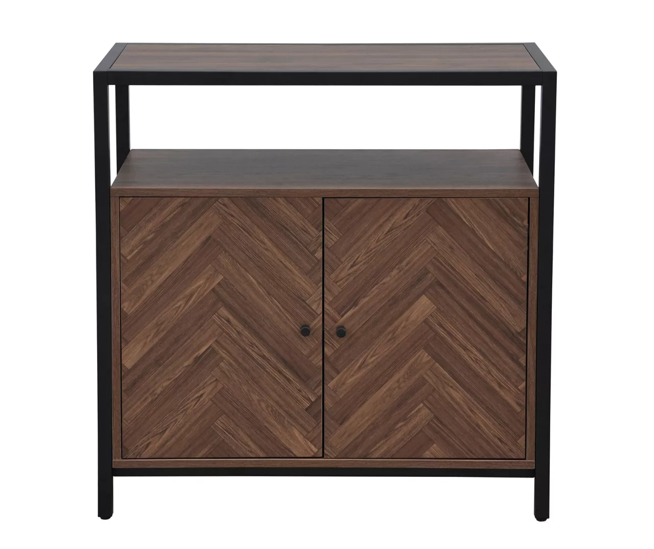 Walnut Chevron 2-Door Storage Cabinet 3 Walnut Chevron 2-Door Storage Cabinet