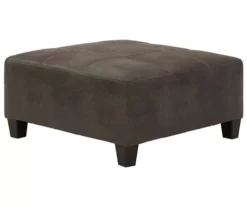 Navi Smoke Faux Leather Oversize Accent Ottoman