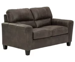 Navi Smoke Faux Leather Loveseat 9 Navi Smoke Faux Leather Loveseat -Storage supplies store 810587444 1 1