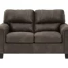 Navi Smoke Faux Leather Loveseat -Storage supplies store 810587444 3 1