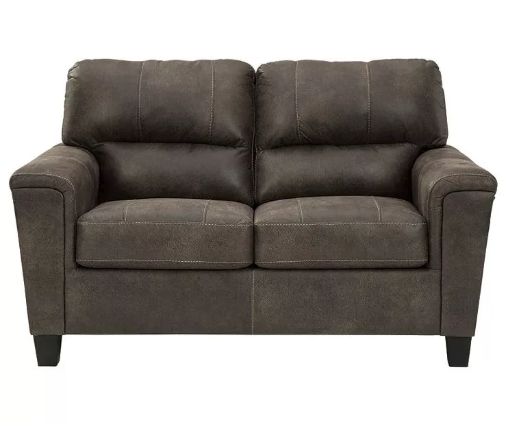 Navi Smoke Faux Leather Loveseat 3 Navi Smoke Faux Leather Loveseat
