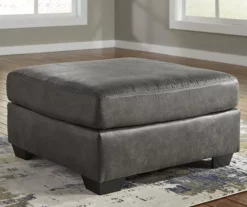 Bladen Slate Faux Leather Oversize Accent Ottoman -Storage supplies store 810587473 1