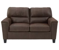 Navi Chestnut Faux Leather Loveseat