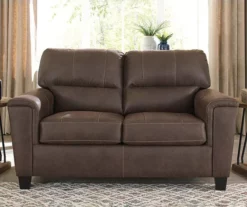 Navi Chestnut Faux Leather Loveseat -Storage supplies store 810587484 5 1