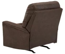 Navi Chestnut Faux Leather Rocker Recliner -Storage supplies store 810587485 2