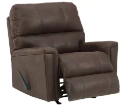Navi Chestnut Faux Leather Rocker Recliner -Storage supplies store 810587485 4