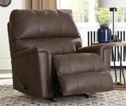 Navi Chestnut Faux Leather Rocker Recliner -Storage supplies store 810587485 71
