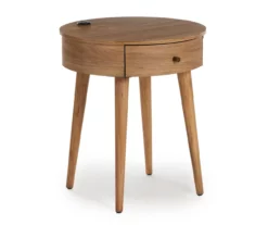 Medium Mango Round Side Table With USB Charging -Storage supplies store 810587515 1