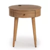 Medium Mango Round Side Table With USB Charging -Storage supplies store 810587515