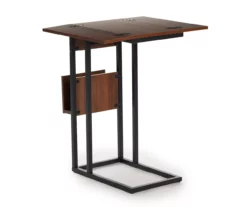 Walnut Drop-Leaf C Side Table With USB Charging 9 Walnut Drop-Leaf C Side Table With USB Charging -Storage supplies store 810587517 1