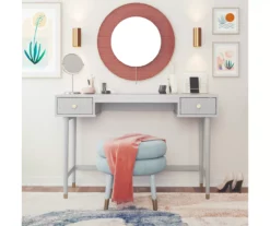 Elizabeth Dove Gray Office Desk -Storage supplies store 810589021 6