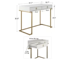 Camila Gray Writing Desk With Wireless Charging -Storage supplies store 810589026 1