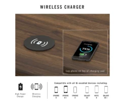 Camila Gray Writing Desk With Wireless Charging -Storage supplies store 810589026 2