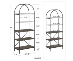 Vivinne Gray 5-Shelf Bookcase -Storage supplies store 810589034 1