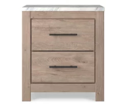 Senniberg Oak & Faux Calcutta 2-Drawer Nightstand