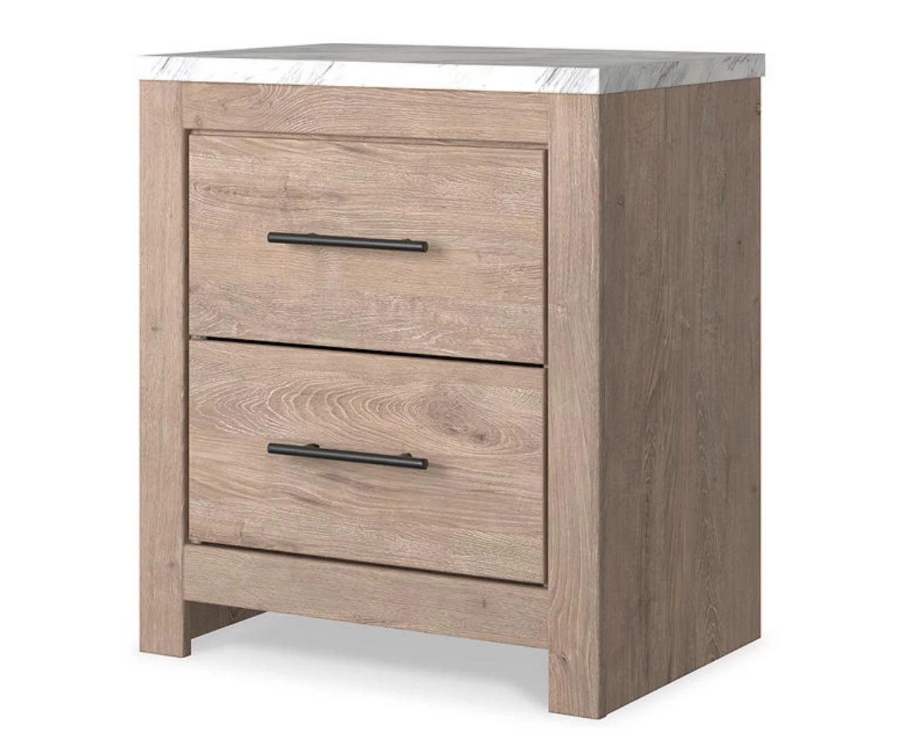 Senniberg Oak & Faux Calcutta 2-Drawer Nightstand 8 Senniberg Oak & Faux Calcutta 2-Drawer Nightstand - Image 6