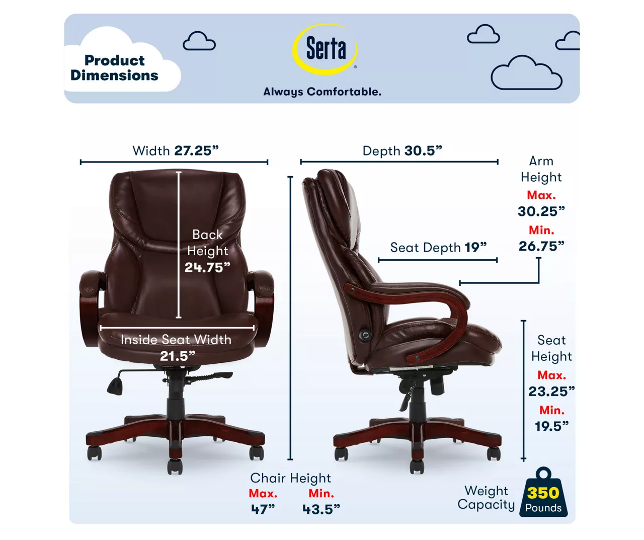 Serta Conway Big & Tall Bonded Leather Office Chair 11 Serta Conway Big & Tall Bonded Leather Office Chair - Image 9
