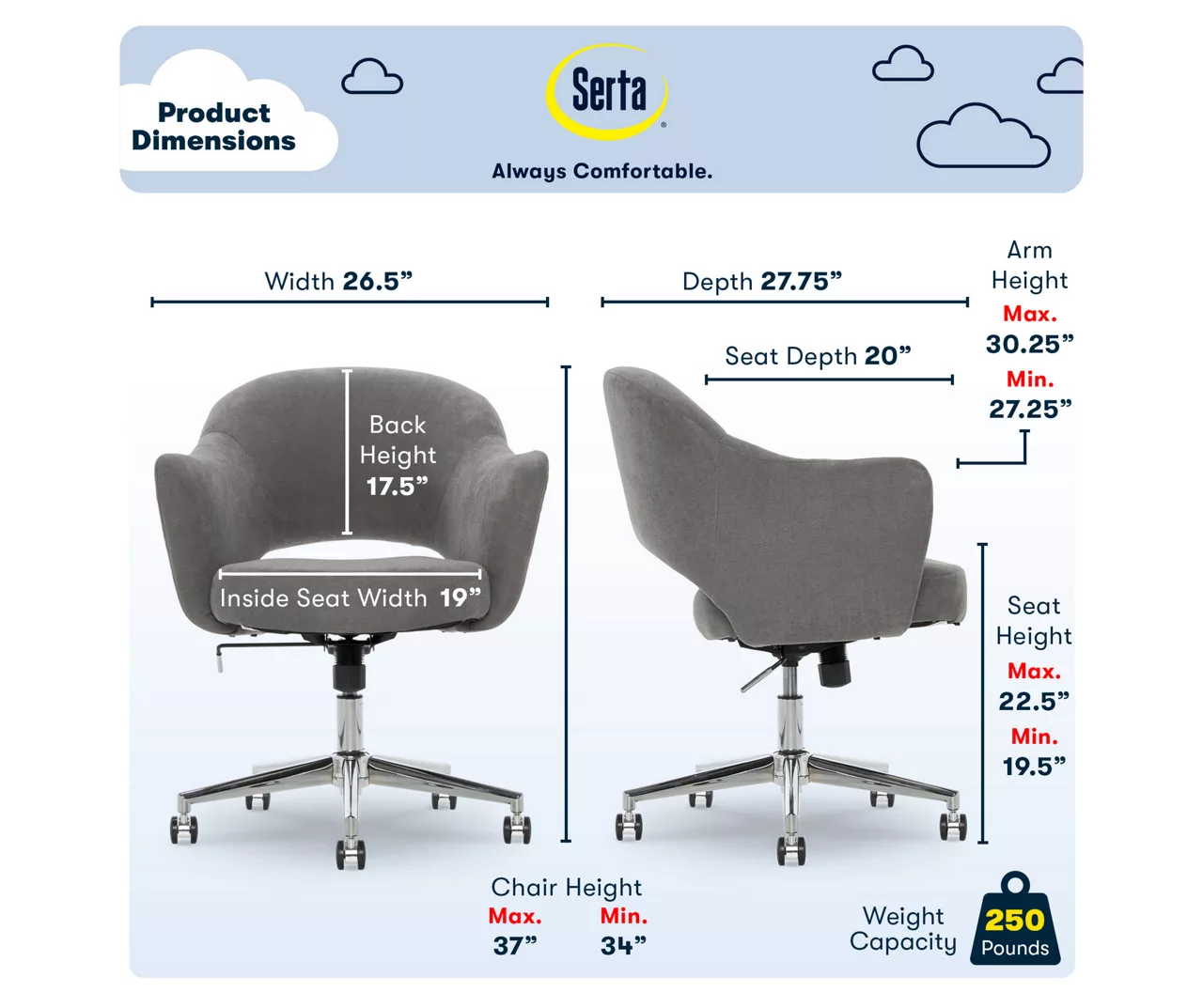 Valetta Gray Microfiber Office Chair 8 Valetta Gray Microfiber Office Chair - Image 6