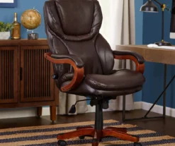 Conway Dark Brown Big & Tall Bonded Leather Office Chair -Storage supplies store 810590381 2
