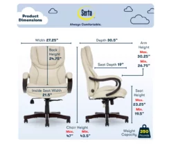 Conway Ivory Big & Tall Bonded Leather Office Chair -Storage supplies store 810590382 6
