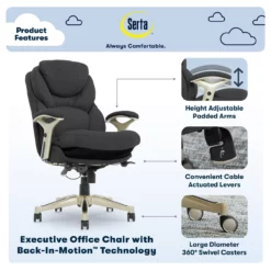 Claremont Dark Gray Fabric Office Chair -Storage supplies store 810590396 71