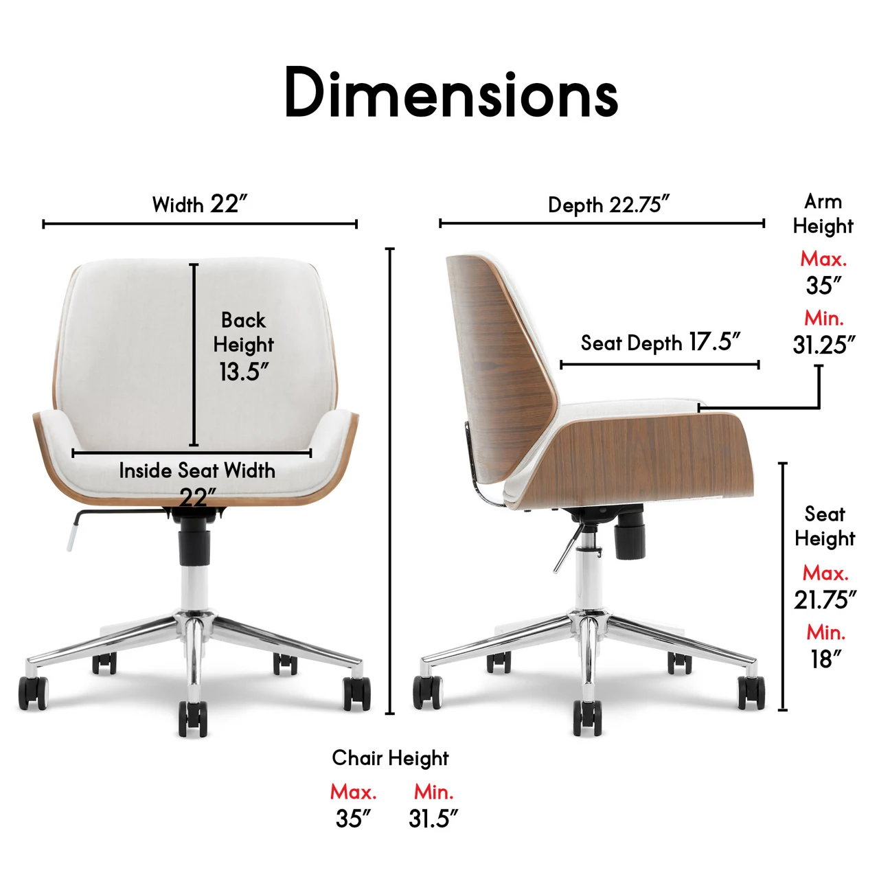 Ophelia Fabric Office Chair 18 Ophelia Fabric Office Chair - Image 16
